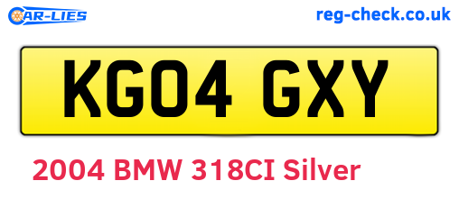 KG04GXY are the vehicle registration plates.