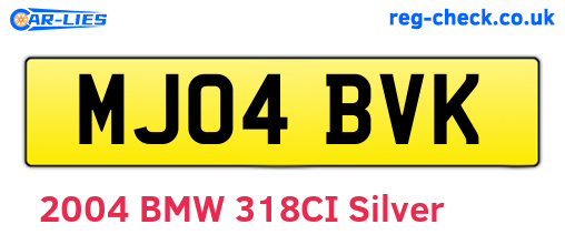 MJ04BVK are the vehicle registration plates.