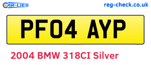 PF04AYP are the vehicle registration plates.