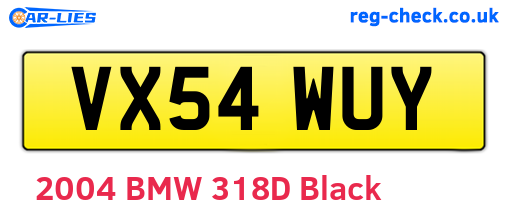 VX54WUY are the vehicle registration plates.