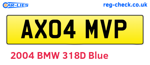 AX04MVP are the vehicle registration plates.