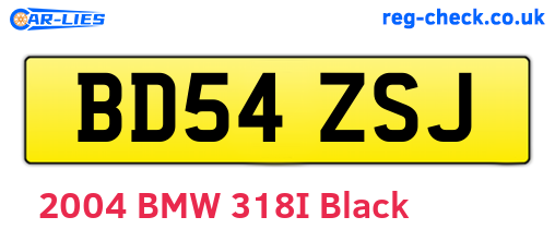 BD54ZSJ are the vehicle registration plates.