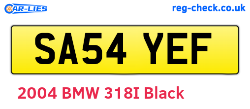 SA54YEF are the vehicle registration plates.