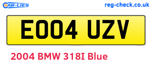 EO04UZV are the vehicle registration plates.