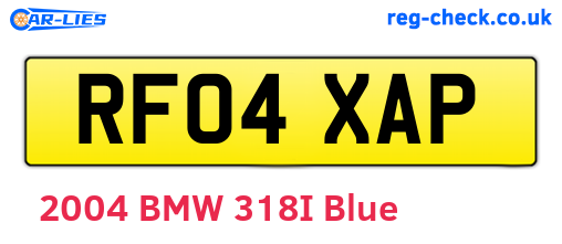 RF04XAP are the vehicle registration plates.