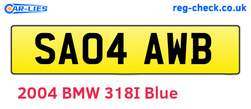 SA04AWB are the vehicle registration plates.