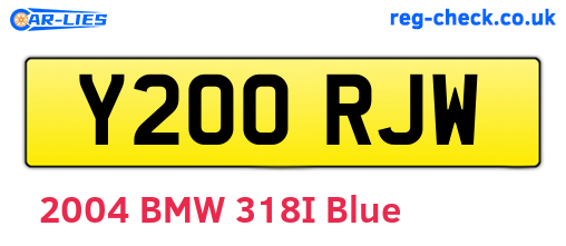 Y200RJW are the vehicle registration plates.