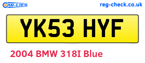 YK53HYF are the vehicle registration plates.
