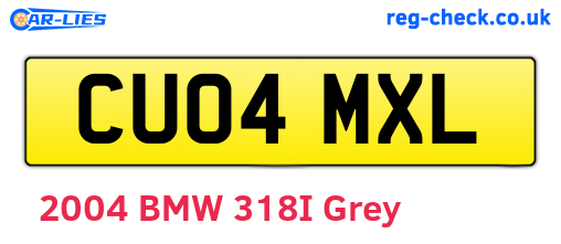 CU04MXL are the vehicle registration plates.