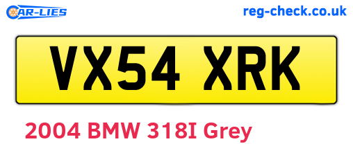 VX54XRK are the vehicle registration plates.