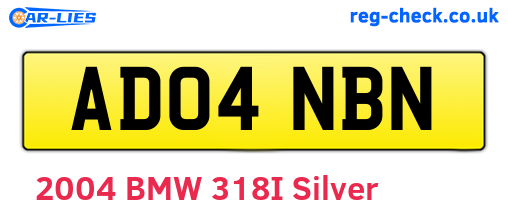AD04NBN are the vehicle registration plates.