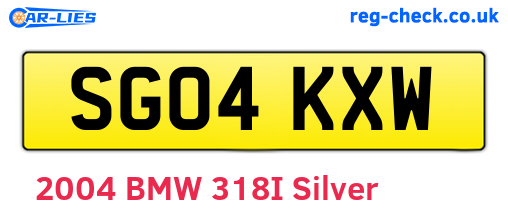 SG04KXW are the vehicle registration plates.