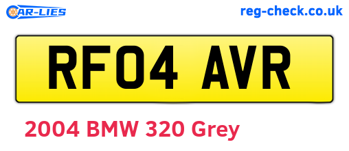 RF04AVR are the vehicle registration plates.