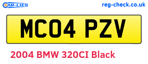 MC04PZV are the vehicle registration plates.