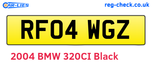 RF04WGZ are the vehicle registration plates.