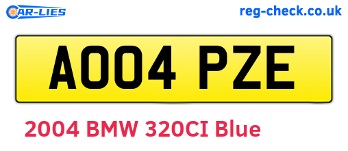 AO04PZE are the vehicle registration plates.