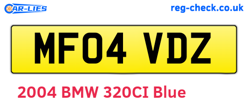MF04VDZ are the vehicle registration plates.
