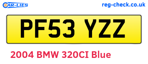 PF53YZZ are the vehicle registration plates.
