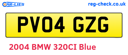 PV04GZG are the vehicle registration plates.