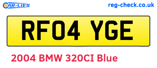 RF04YGE are the vehicle registration plates.