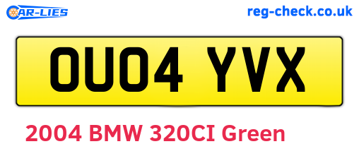 OU04YVX are the vehicle registration plates.