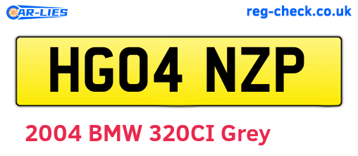 HG04NZP are the vehicle registration plates.