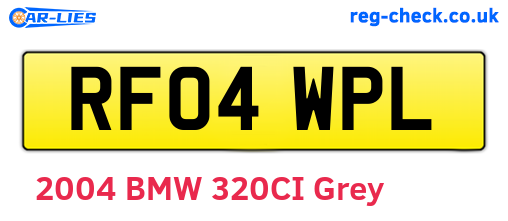 RF04WPL are the vehicle registration plates.