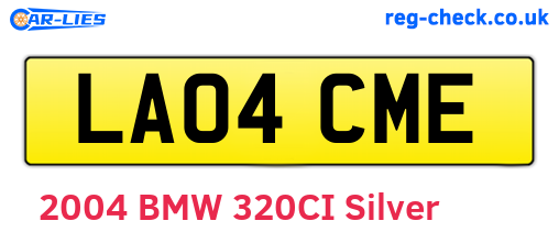 LA04CME are the vehicle registration plates.