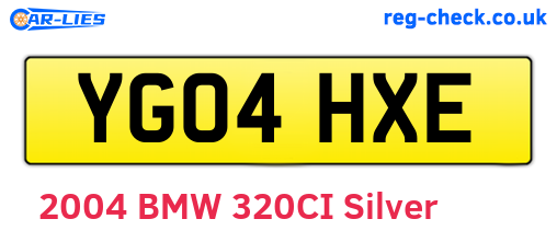 YG04HXE are the vehicle registration plates.