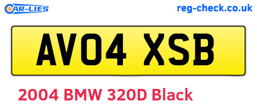 AV04XSB are the vehicle registration plates.