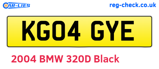 KG04GYE are the vehicle registration plates.