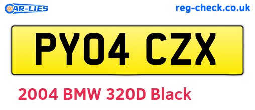 PY04CZX are the vehicle registration plates.