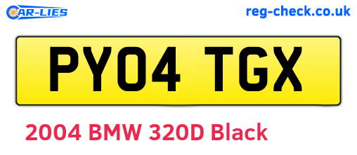 PY04TGX are the vehicle registration plates.