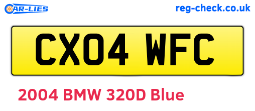 CX04WFC are the vehicle registration plates.