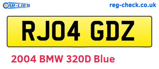 RJ04GDZ are the vehicle registration plates.