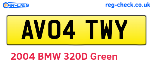 AV04TWY are the vehicle registration plates.