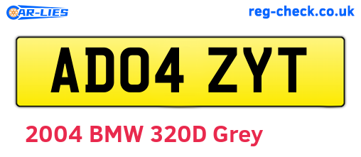 AD04ZYT are the vehicle registration plates.
