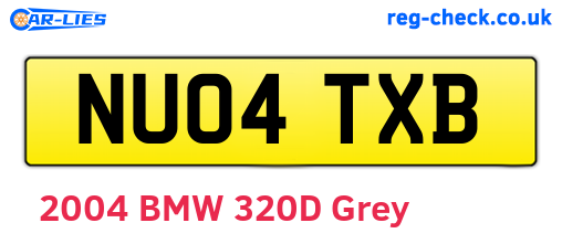 NU04TXB are the vehicle registration plates.