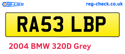 RA53LBP are the vehicle registration plates.