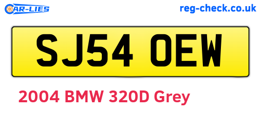 SJ54OEW are the vehicle registration plates.