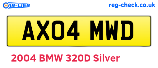 AX04MWD are the vehicle registration plates.