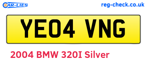 YE04VNG are the vehicle registration plates.