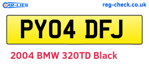 PY04DFJ are the vehicle registration plates.