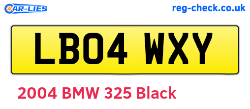 LB04WXY are the vehicle registration plates.