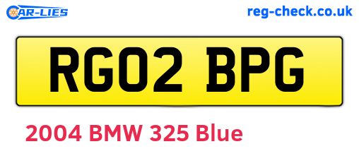 RG02BPG are the vehicle registration plates.