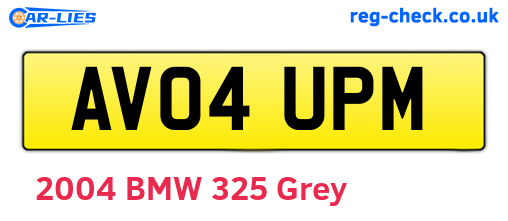 AV04UPM are the vehicle registration plates.