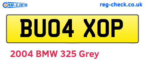 BU04XOP are the vehicle registration plates.