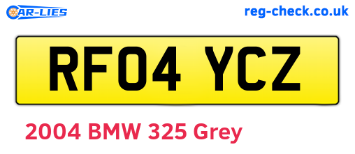 RF04YCZ are the vehicle registration plates.