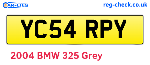 YC54RPY are the vehicle registration plates.