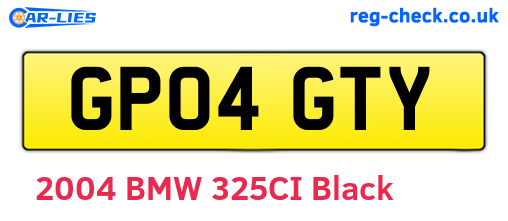 GP04GTY are the vehicle registration plates.